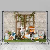 Schön Kaninchen Ziegel Wand Hölzern Tür Foto Hintergrund